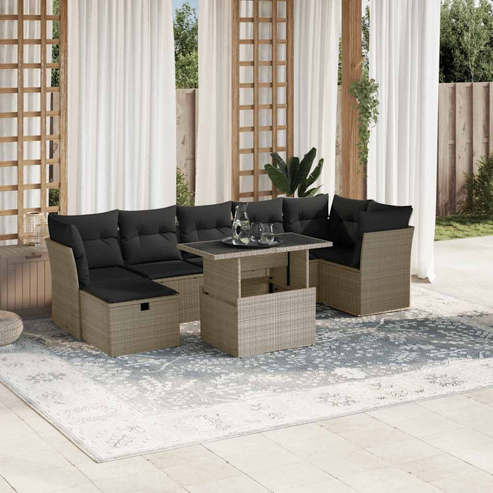 vidaXL Set Divano da Giardino 8pz con Cuscini Grigio Chiaro Polyrattan