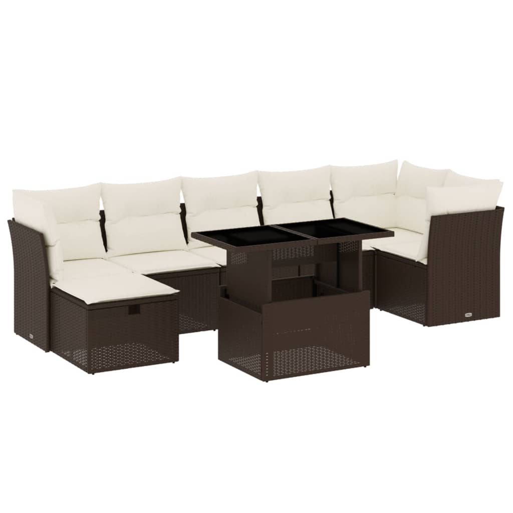 vidaXL Set Divani da Giardino 8 pz con Cuscini Marrone in Polyrattan