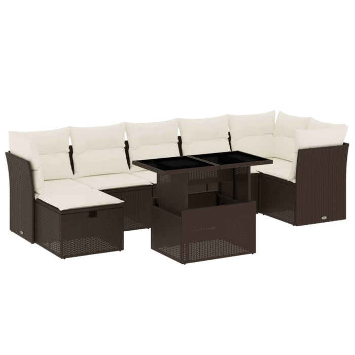 vidaXL Set Divani da Giardino 8 pz con Cuscini Marrone in Polyrattan