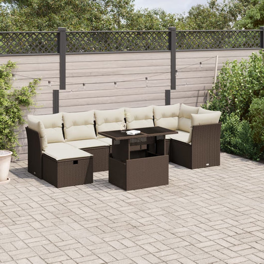 vidaXL Set Divani da Giardino 8 pz con Cuscini Marrone in Polyrattan