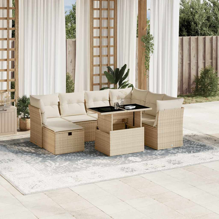 vidaXL Set Divano da Giardino 8 pz con Cuscini Beige in Polyrattan