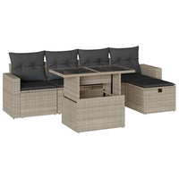 vidaXL Set Divano da Giardino 6pz con Cuscini Grigio Chiaro Polyrattan