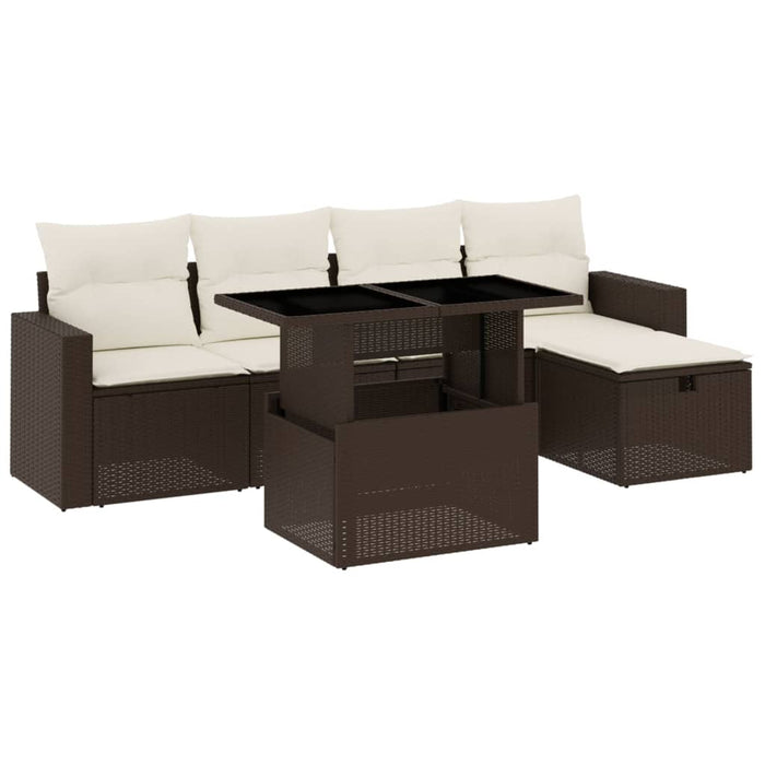 vidaXL Set Divano da Giardino 6 pz con Cuscini Marrone in Polyrattan