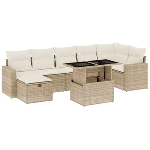Set Divano da Giardino 8 pz con Cuscini Beige in Polyrattan 3274828