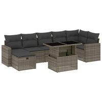 Set Divano da Giardino 8 pz con Cuscini Grigio in Polyrattan 3274830