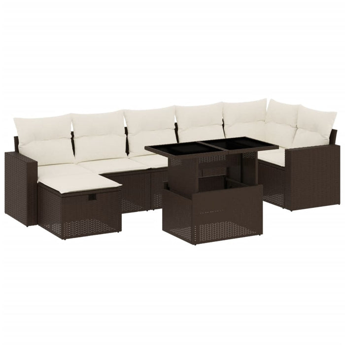 Set Divani da Giardino 8 pz con Cuscini Marrone in Polyrattan 3274833