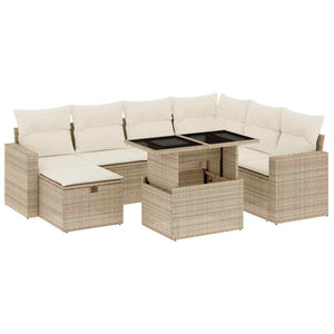 vidaXL Set Divano da Giardino 8 pz con Cuscini Beige in Polyrattan