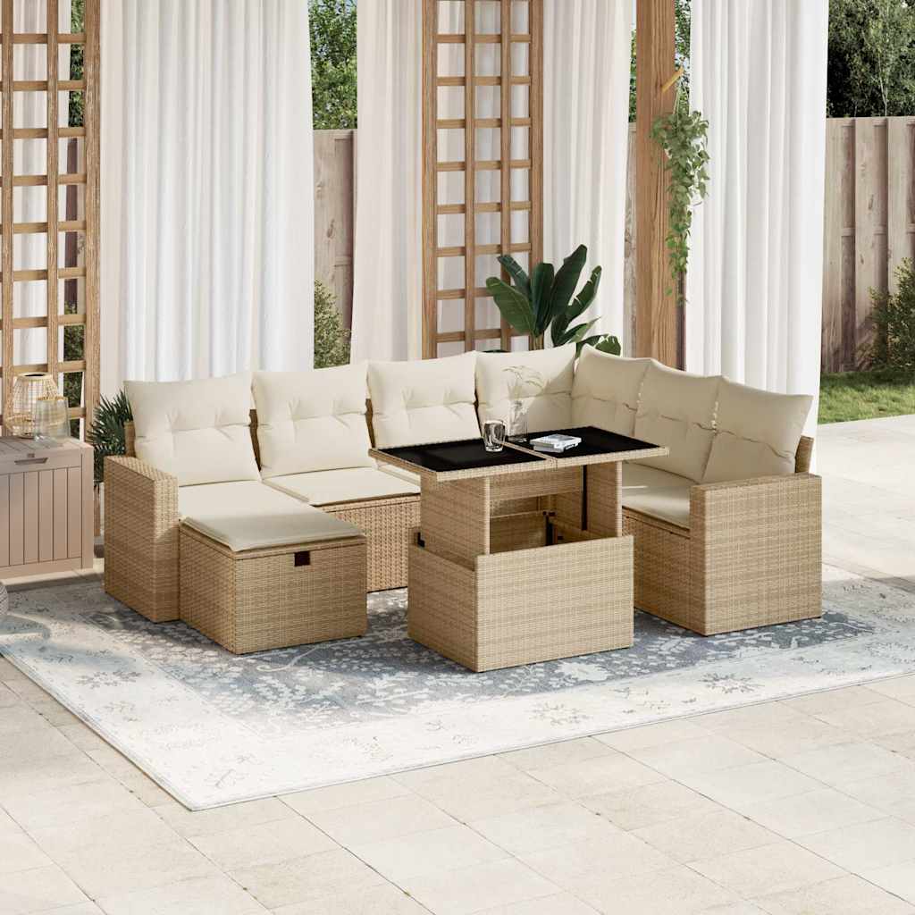 vidaXL Set Divano da Giardino 8 pz con Cuscini Beige in Polyrattan