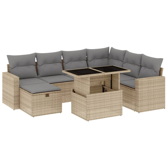 vidaXL Set Divano da Giardino 8 pz con Cuscini Beige in Polyrattan