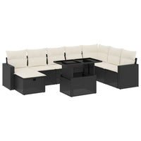 Set Divani da Giardino 9 pz con Cuscini Nero in Polyrattan 3274866