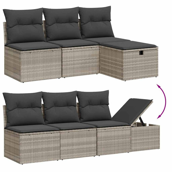 Set Divano da Giardino 9pz con Cuscini Grigio Chiaro Polyrattan 3274872