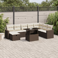 vidaXL Set Divani da Giardino 9pz con Cuscini Marrone in Polyrattan