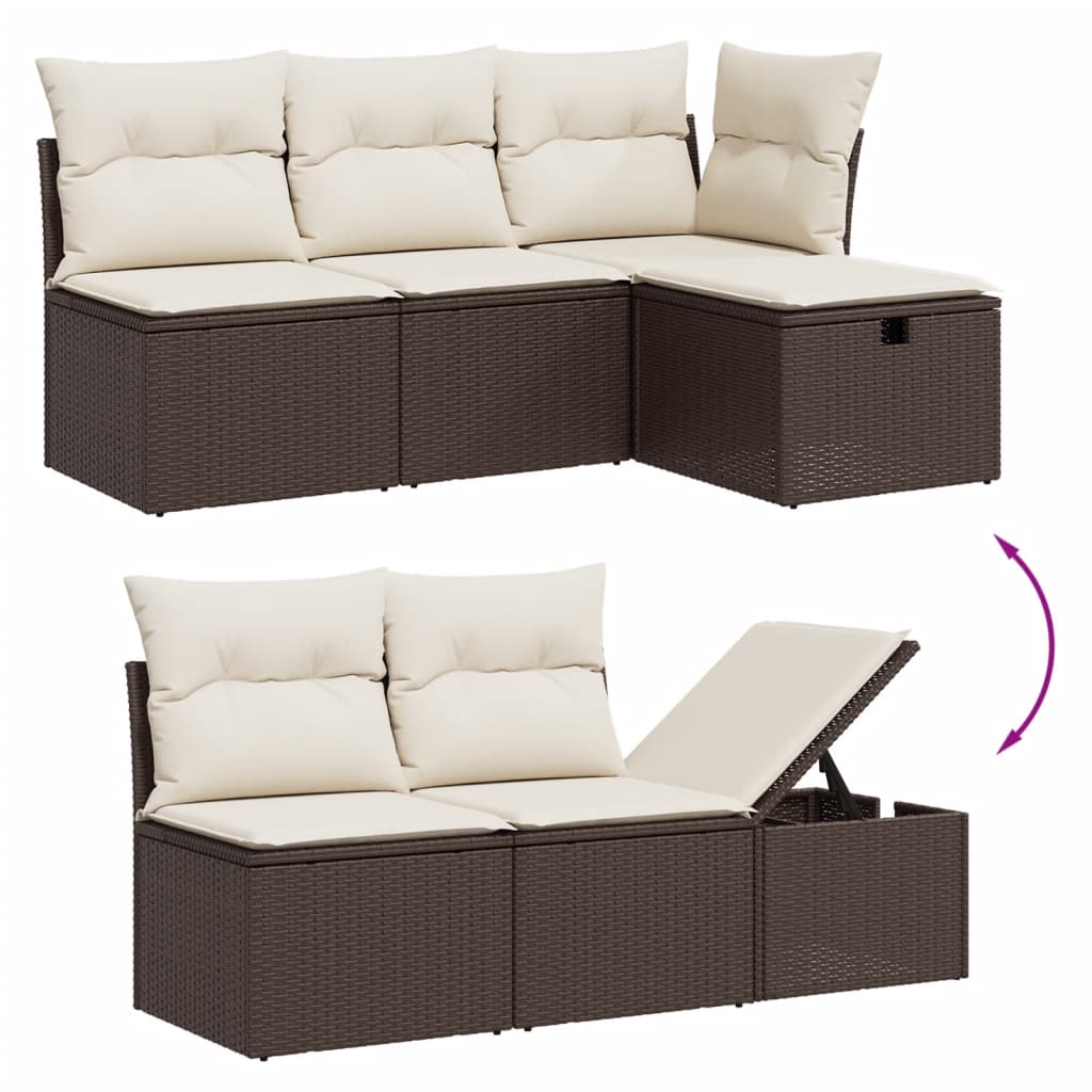 Set Divani da Giardino 7 pz con Cuscini Marrone in Polyrattan 3274983