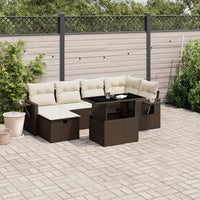 vidaXL Set Divani da Giardino 7 pz con Cuscini Marrone in Polyrattan