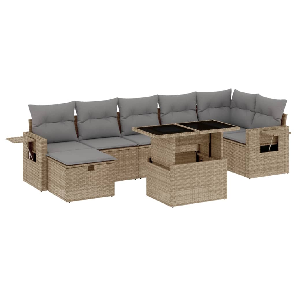 vidaXL Set Divano da Giardino 8 pz con Cuscini Beige in Polyrattan