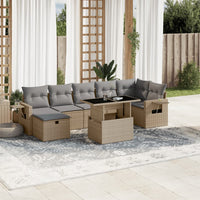 vidaXL Set Divano da Giardino 8 pz con Cuscini Beige in Polyrattan