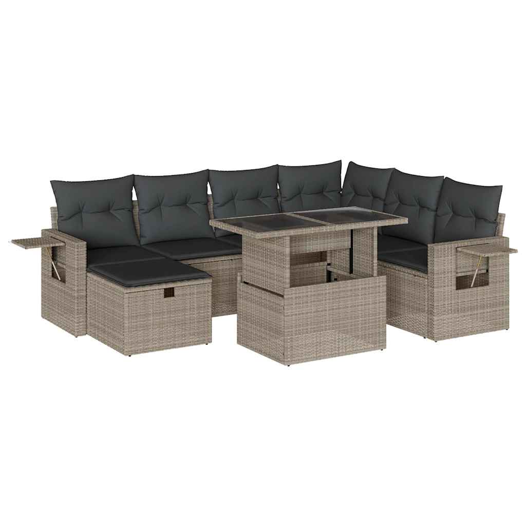 vidaXL Set Divano da Giardino 8pz con Cuscini Grigio Chiaro Polyrattan