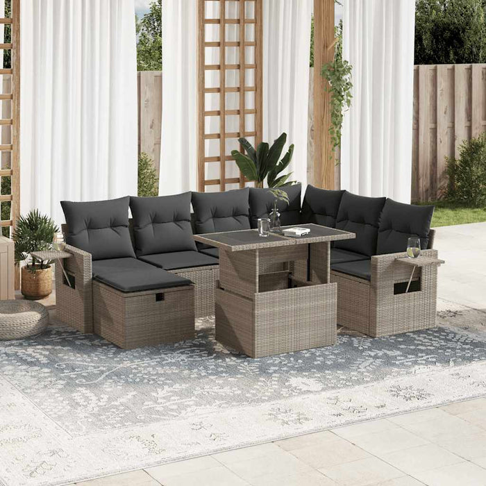 vidaXL Set Divano da Giardino 8pz con Cuscini Grigio Chiaro Polyrattan