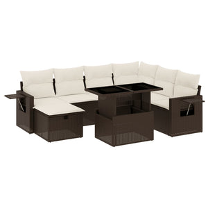 vidaXL Set Divani da Giardino 8 pz con Cuscini Marrone in Polyrattan