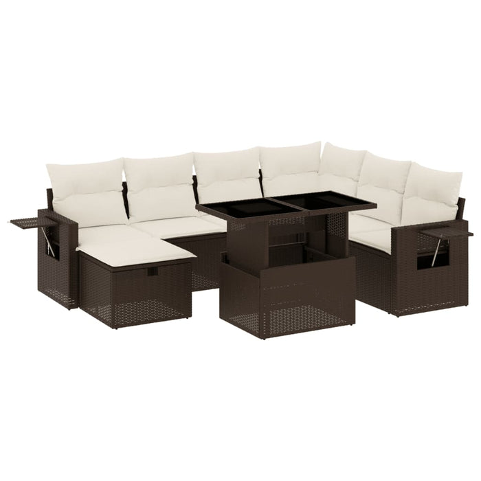 vidaXL Set Divani da Giardino 8 pz con Cuscini Marrone in Polyrattan