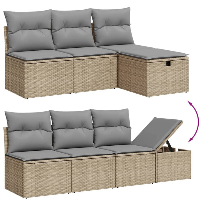 vidaXL Set Divano da Giardino 9 pz con Cuscini Beige in Polyrattan
