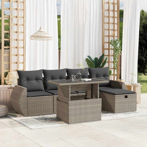 vidaXL Set Divano da Giardino 6pz con Cuscini Grigio Chiaro Polyrattan