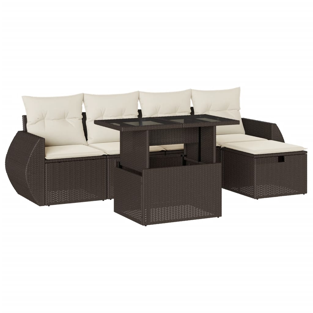 vidaXL Set Divano da Giardino 6 pz con Cuscini Marrone in Polyrattan