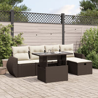 vidaXL Set Divano da Giardino 6 pz con Cuscini Marrone in Polyrattan