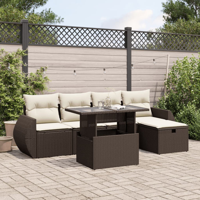 vidaXL Set Divano da Giardino 6 pz con Cuscini Marrone in Polyrattan