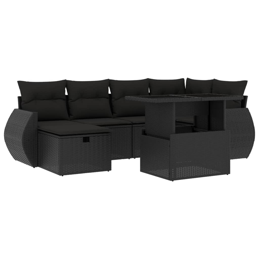 Set Divani da Giardino con Cuscini 7pz Nero Polyrattan 3275135