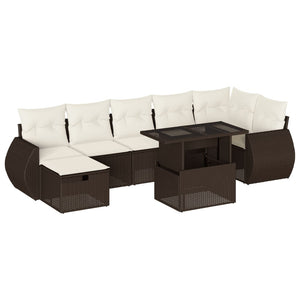 vidaXL Set Divani da Giardino 8 pz con Cuscini Marrone in Polyrattan