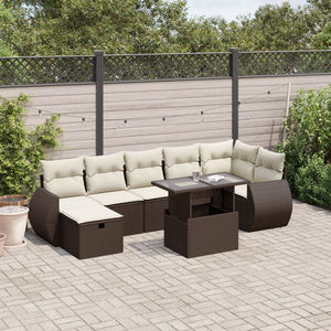 vidaXL Set Divani da Giardino 8 pz con Cuscini Marrone in Polyrattan