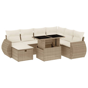 vidaXL Set Divano da Giardino 8 pz con Cuscini Beige in Polyrattan
