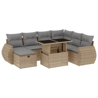 vidaXL Set Divano da Giardino 8 pz con Cuscini Beige in Polyrattan