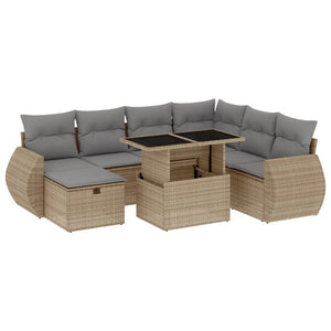 vidaXL Set Divano da Giardino 8 pz con Cuscini Beige in Polyrattan