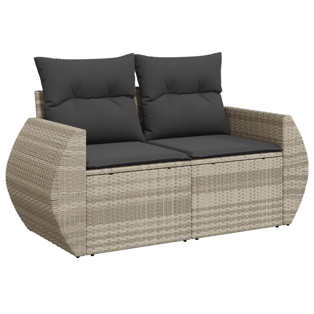 Set Divano da Giardino 9pz con Cuscini Grigio Chiaro Polyrattan 3275192