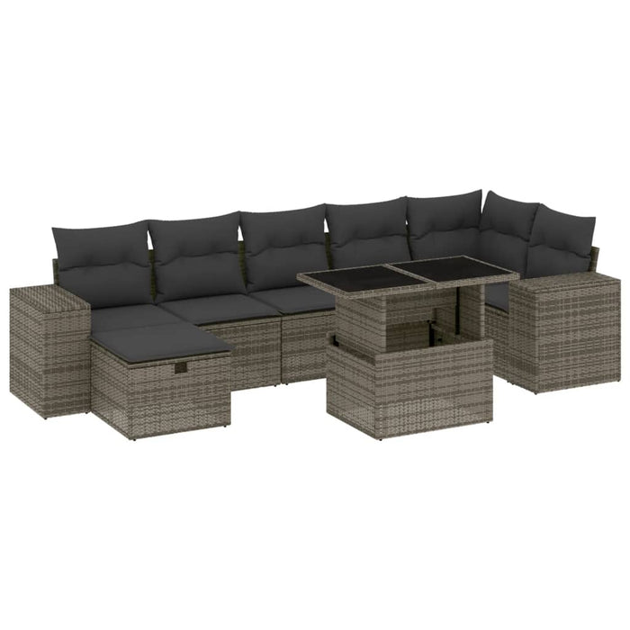 Set Divano da Giardino 8 pz con Cuscini Grigio in Polyrattan 3275310