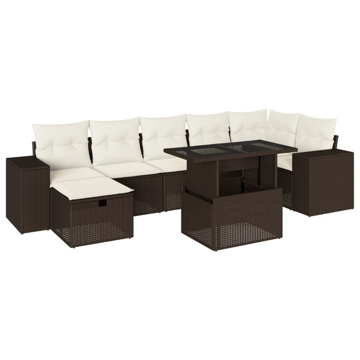 vidaXL Set Divani da Giardino 8 pz con Cuscini Marrone in Polyrattan
