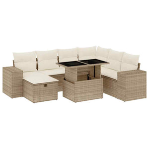 vidaXL Set Divano da Giardino 8 pz con Cuscini Beige in Polyrattan