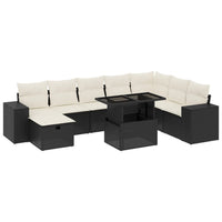 Set Divani da Giardino 9 pz con Cuscini Nero in Polyrattan 3275346