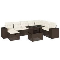 vidaXL Set Divani da Giardino 9pz con Cuscini Marrone in Polyrattan