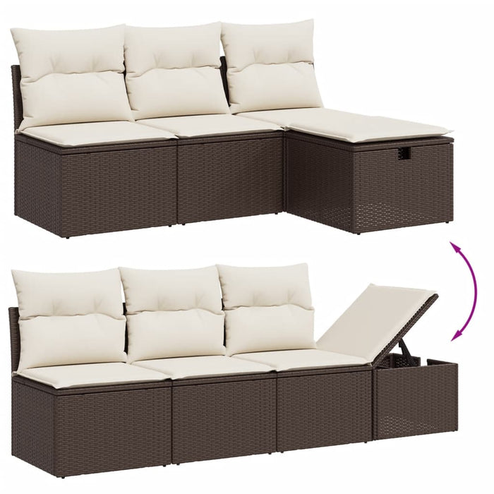 vidaXL Set Divani da Giardino 9pz con Cuscini Marrone in Polyrattan