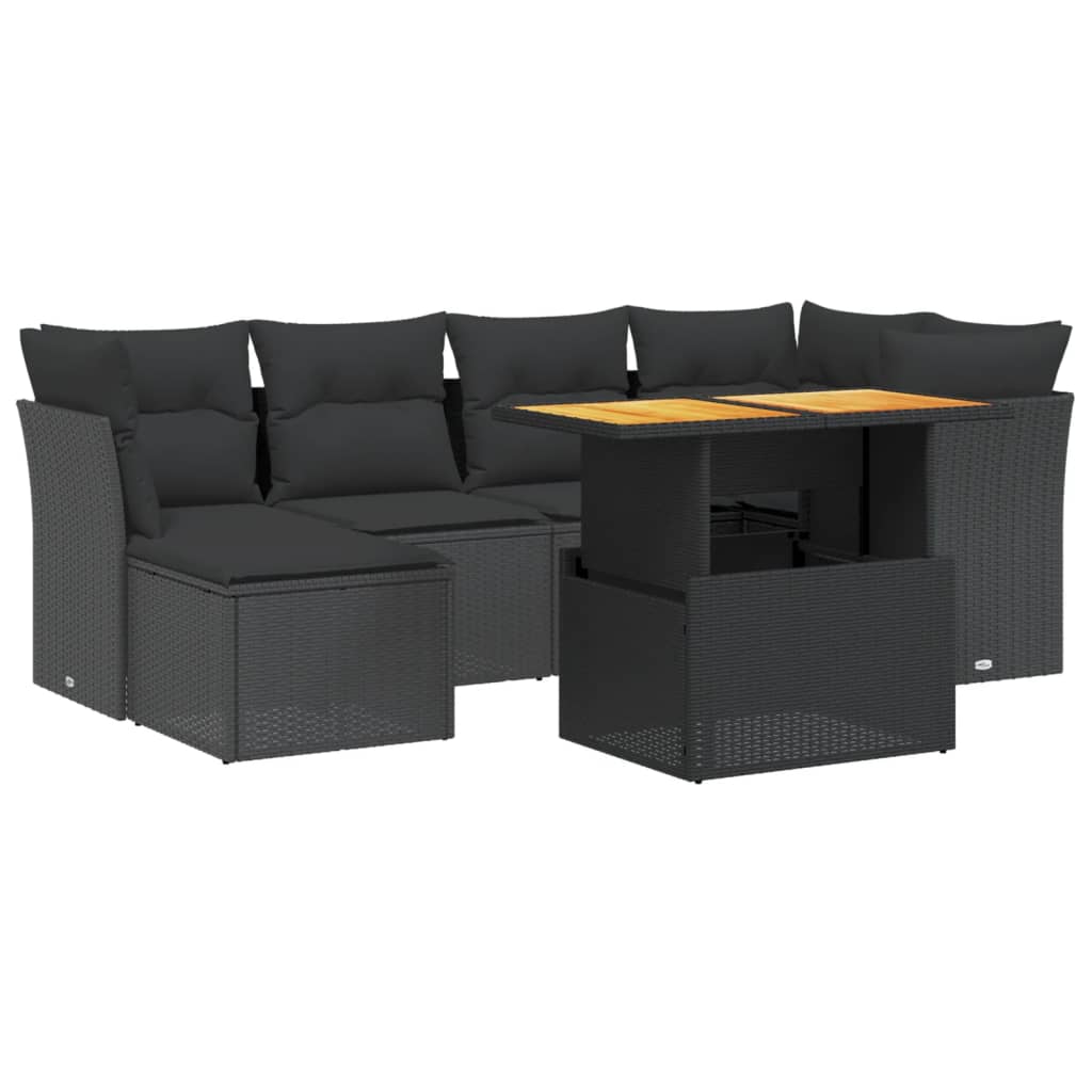 Set Divani da Giardino con Cuscini 7pz Nero Polyrattan 3275477