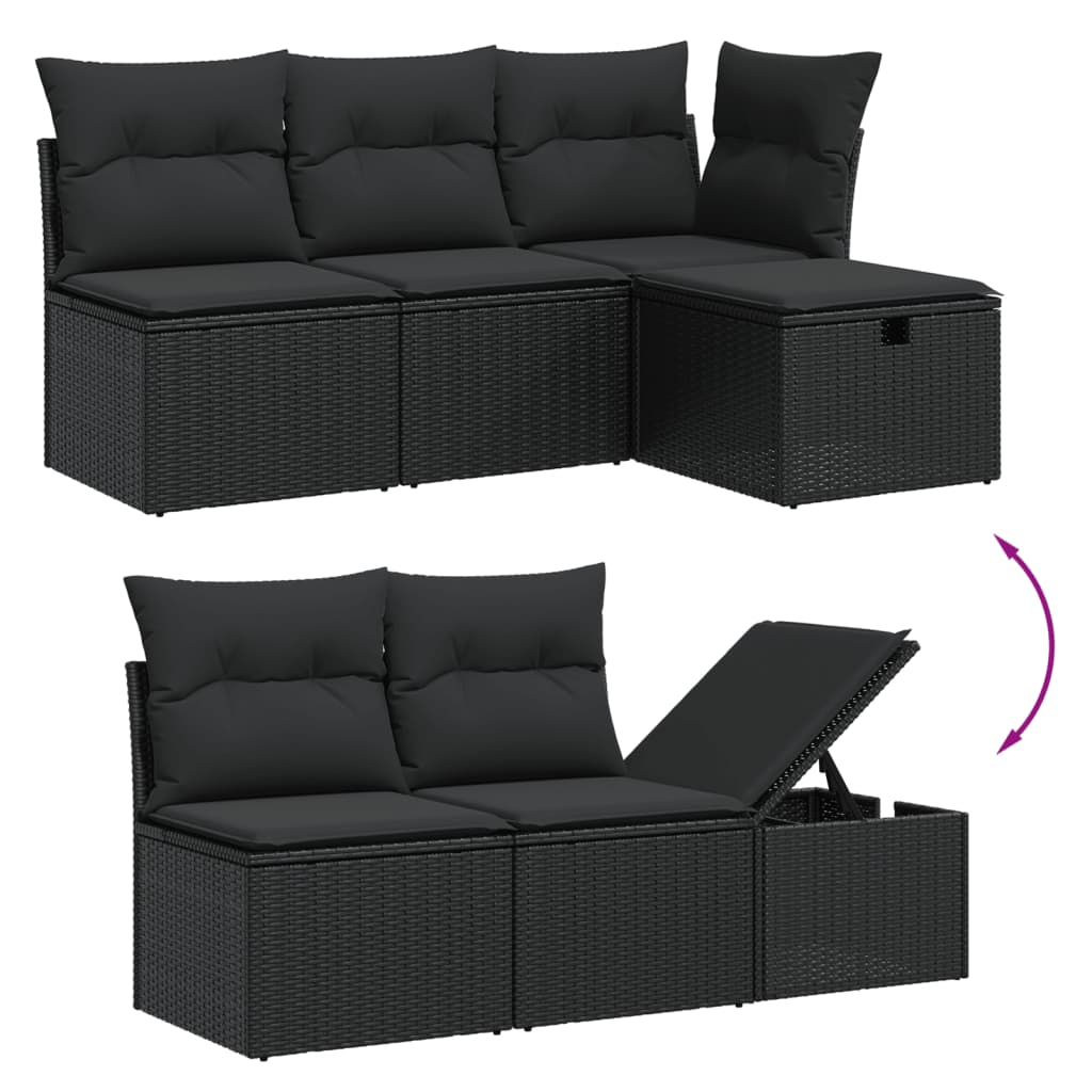 Set Divani da Giardino con Cuscini 7pz Nero Polyrattan 3275477