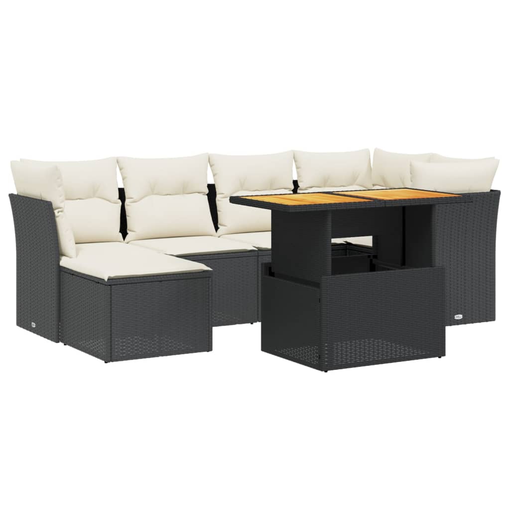 Set Divani da Giardino con Cuscini 7pz Nero Polyrattancod mxl 88874
