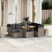 vidaXL Set Divano da Giardino 8 pz con Cuscini Grigio in Polyrattan