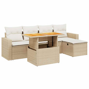 vidaXL Set Divano da Giardino 6 pz con Cuscini Beige in Polyrattan