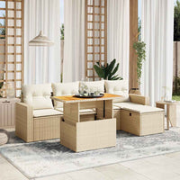 vidaXL Set Divano da Giardino 6 pz con Cuscini Beige in Polyrattan