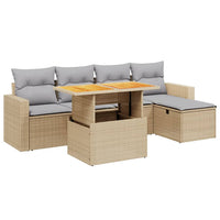 vidaXL Set Divano da Giardino 6 pz con Cuscini Beige in Polyrattan