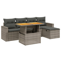 vidaXL Set Divano da Giardino 6 pz con Cuscini Grigio in Polyrattan